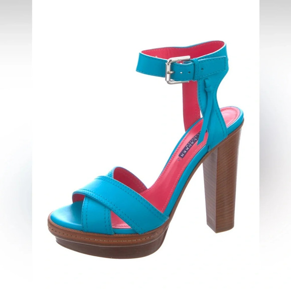 Ralph Lauren Collection Leather blue sandals.  Size 8.5 . Made in Italy - Picture 2 of 5